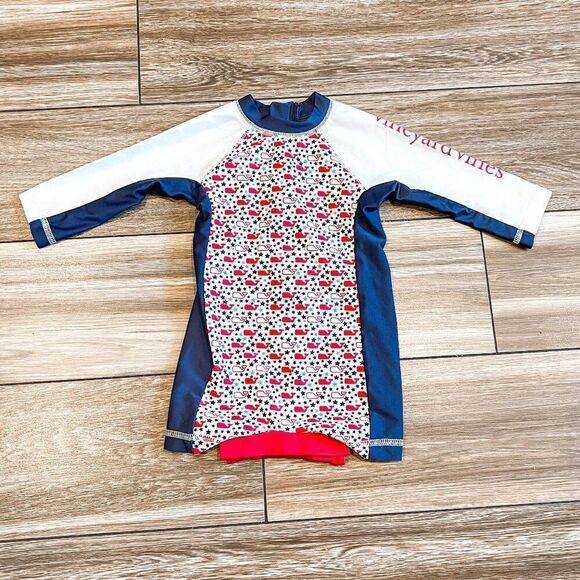 Vineyard Vines Target Baby Rashguard Swimsuit Stars & Whales Red White Blue 3-6M - Picture 1 of 5